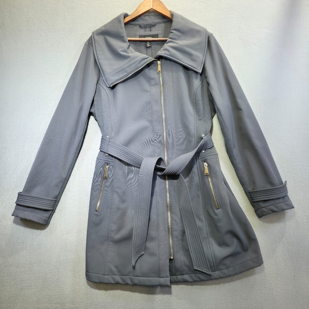 Avanti Women's Gray Jacket/Coat with Gold Tone Zippers and Belt Size XL‎